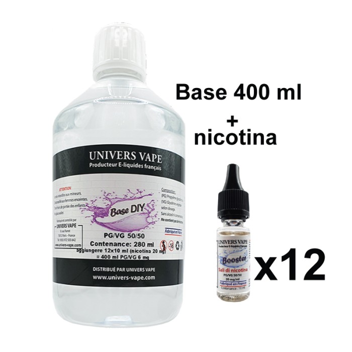 Base 400 ml e nicotina liquidi 6 mg